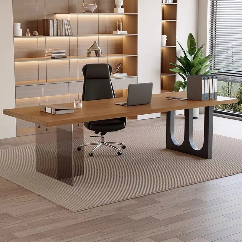 Italian Acrylic Floating Wooden Office Desk Modern Simple Living Room Study Desk Office Home Furniture Tavolo Fluttuante FYFD