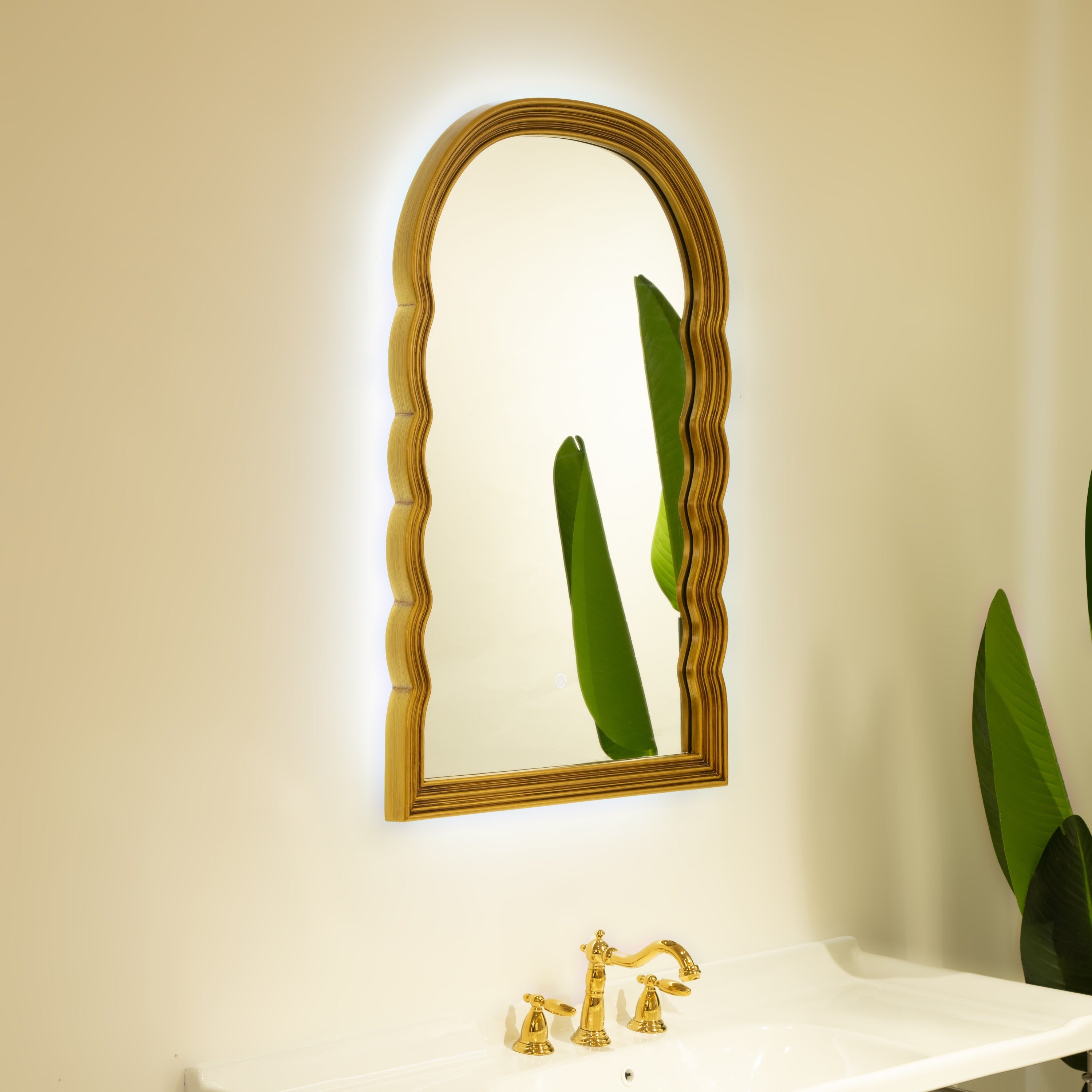 Arched Wall Mirror – Vintage Mirror Golden, Silver 23.43" x 1.97" for