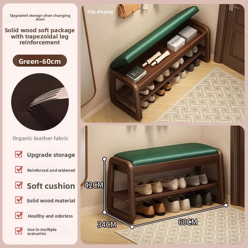 Solid wood shoe changing stool, home entry at the door, you can sit on the shoe stool and shoe cabinet when you enter the door