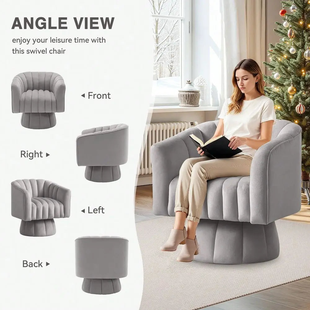 Swivel Accent Chair,360Swivel Barrel Chair, Modern Swivel Chair With Velvet Fabric, MidCentury Swivel Chair With Wide Upholstere