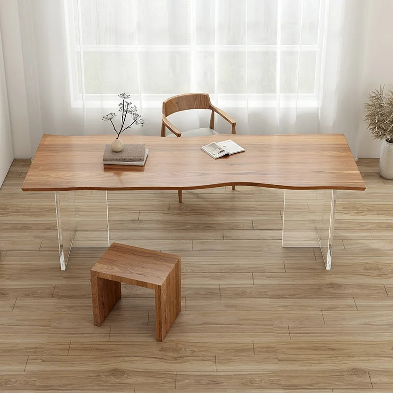 Nordic Luxury Acrylic Solid Wood Desk Modern Minimalist Living Room Study Floating Table Designer Home Furniture Mesas FYFD