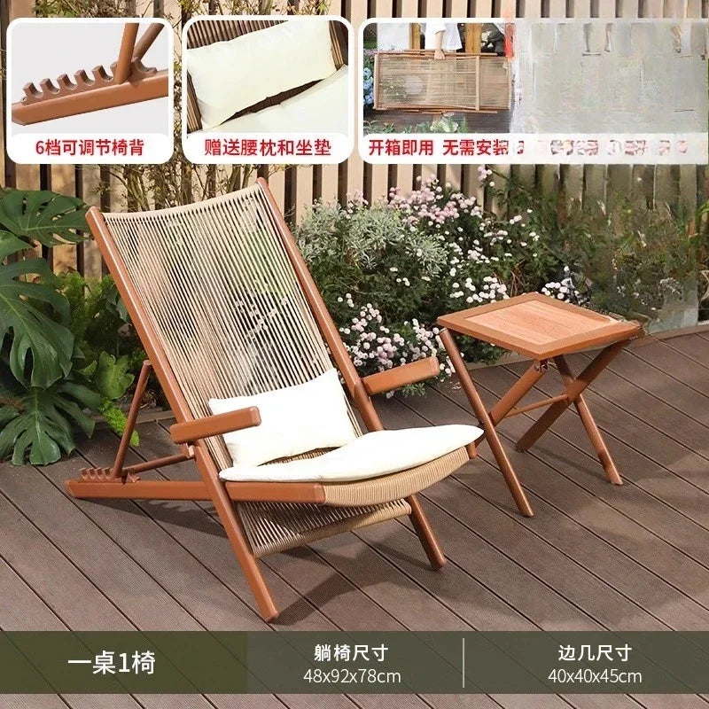 r5.13   Balcony Lounge Chair Home Casual Folding Chair Garden Tea Table  Sofa Terrace Chair