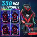 Ergonomic Gaming Chair with Speakers, Massage, Lights, and Recline for Adults in Red and Black