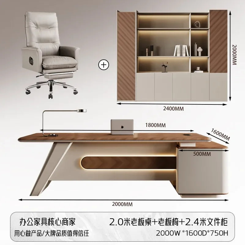 H5.15  Boss Office Desk Set - Complete Office Desk and Chair Set, Boss Desk, Executive Desk, Manager's Desk