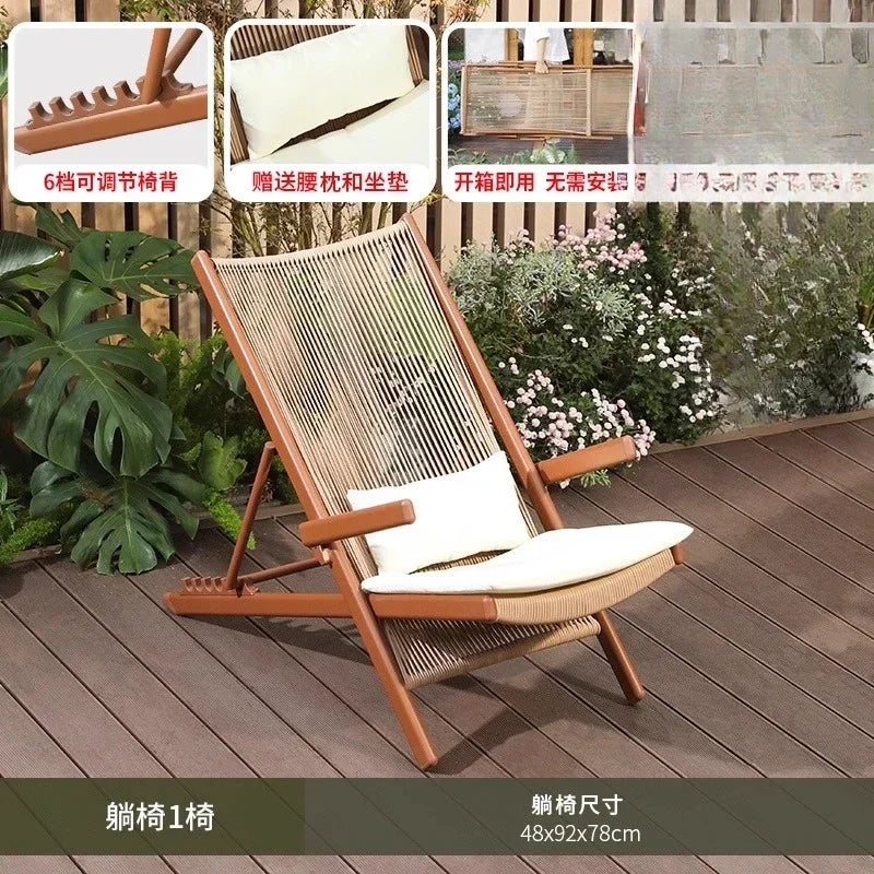 r5.13   Balcony Lounge Chair Home Casual Folding Chair Garden Tea Table  Sofa Terrace Chair