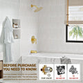 Shower Faucet, Brushed Gold Shower Faucet Set with 6Inch AllMetal Rainfall Showerhead and Bathtub Spout, SingleHandle Tub Shower