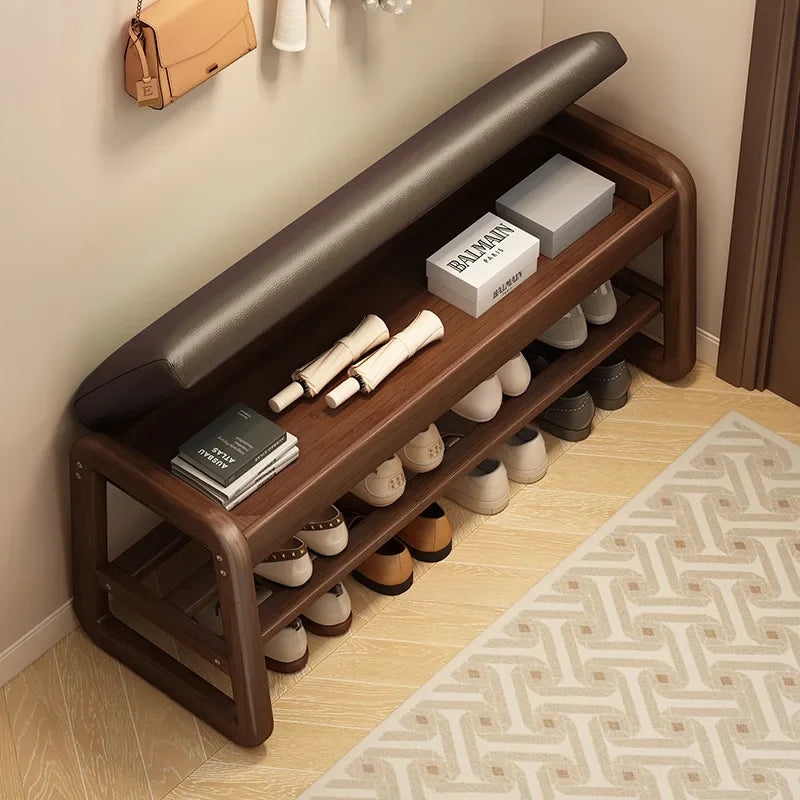 Solid wood shoe changing stool, home entry at the door, you can sit on the shoe stool and shoe cabinet when you enter the door