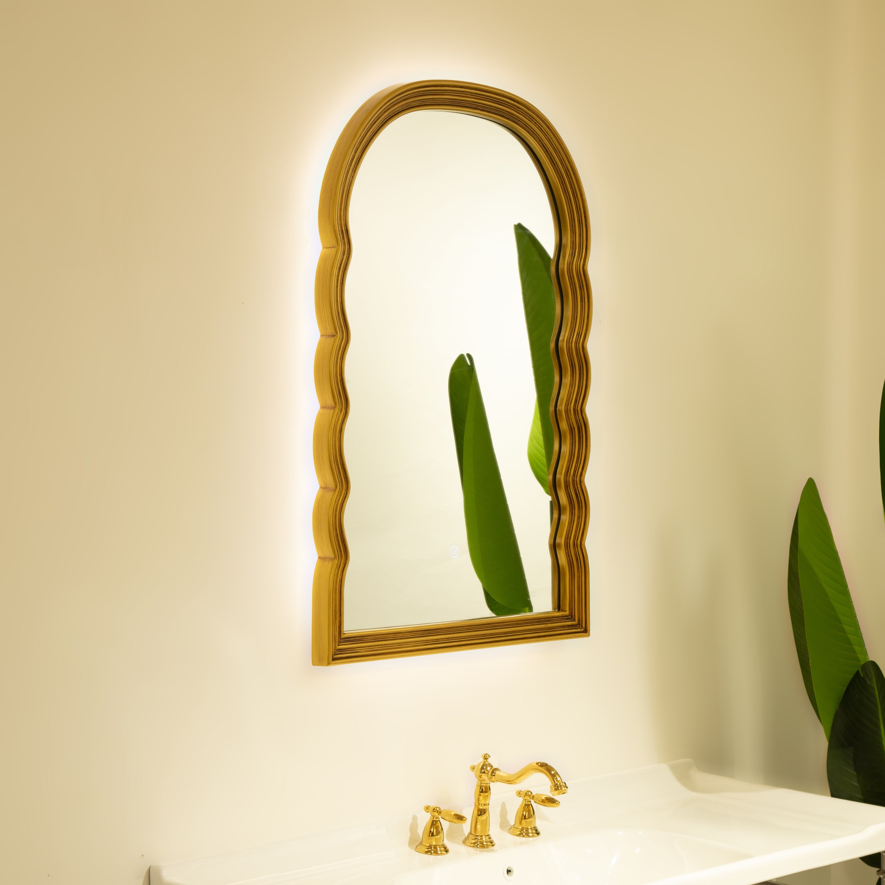 Arched Wall Mirror – Vintage Mirror Golden, Silver 23.43" x 1.97" for