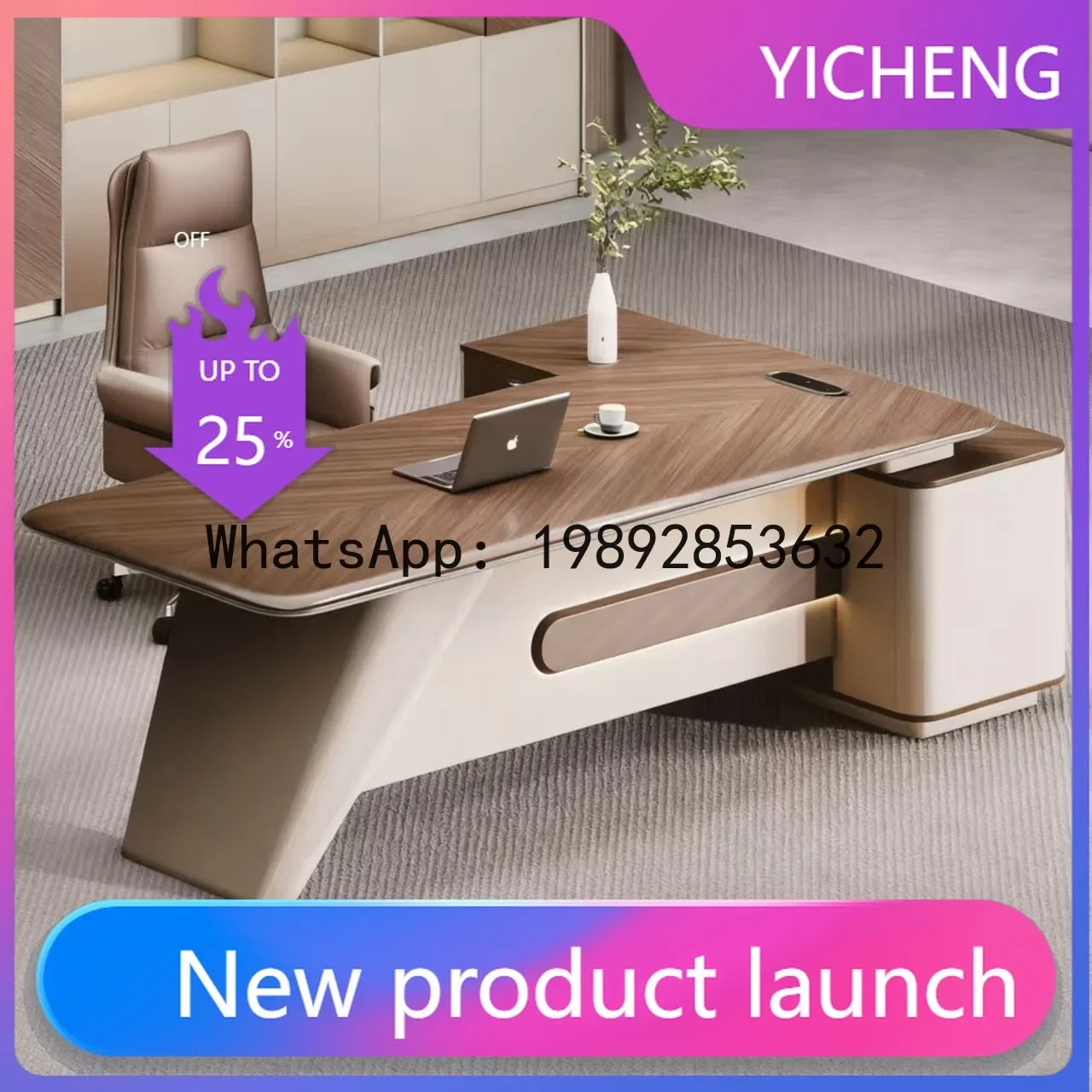 H5.15  Boss Office Desk Set - Complete Office Desk and Chair Set, Boss Desk, Executive Desk, Manager's Desk