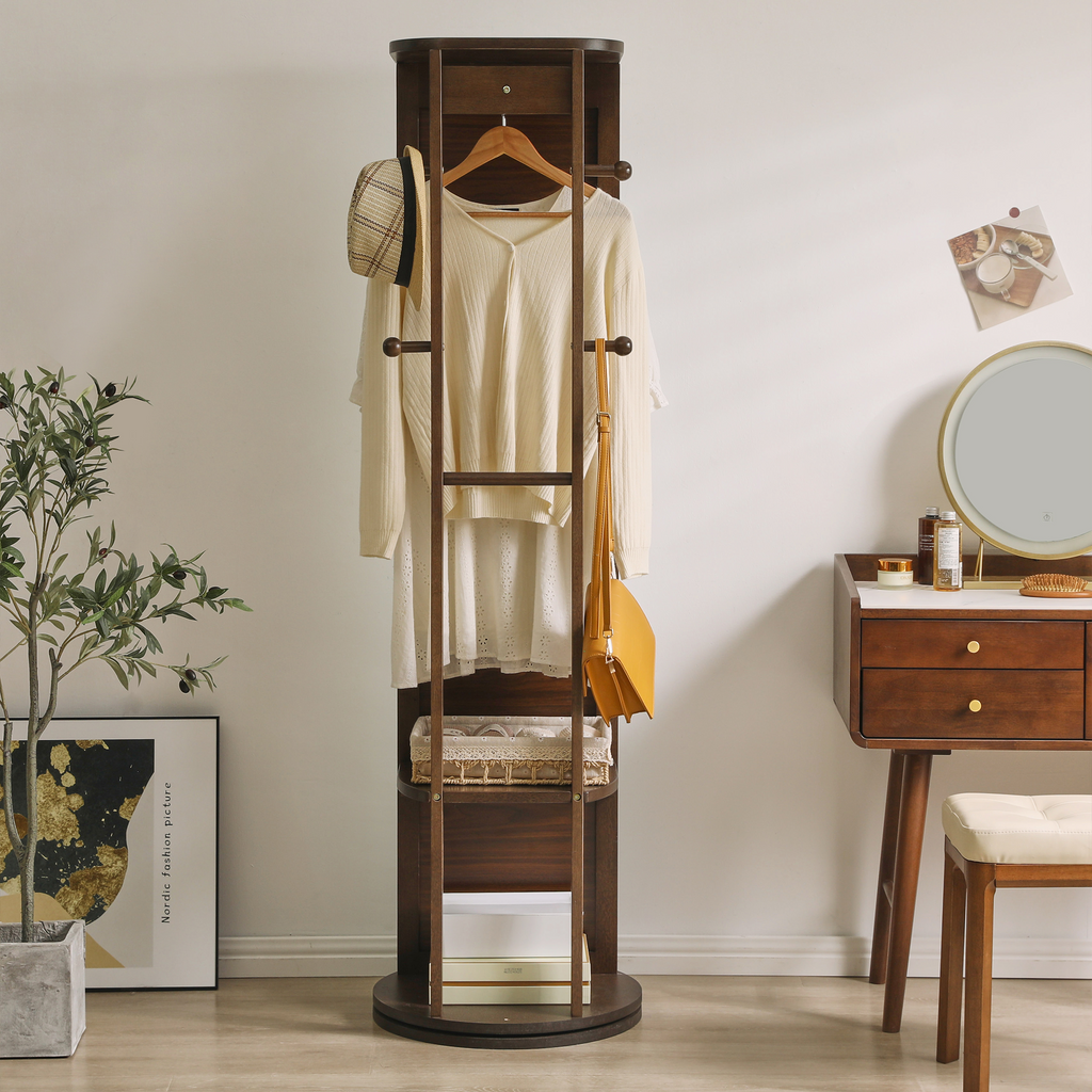Full-Length Mirror – Solid Wood Frame Walnut 64.57" x 67.72" for