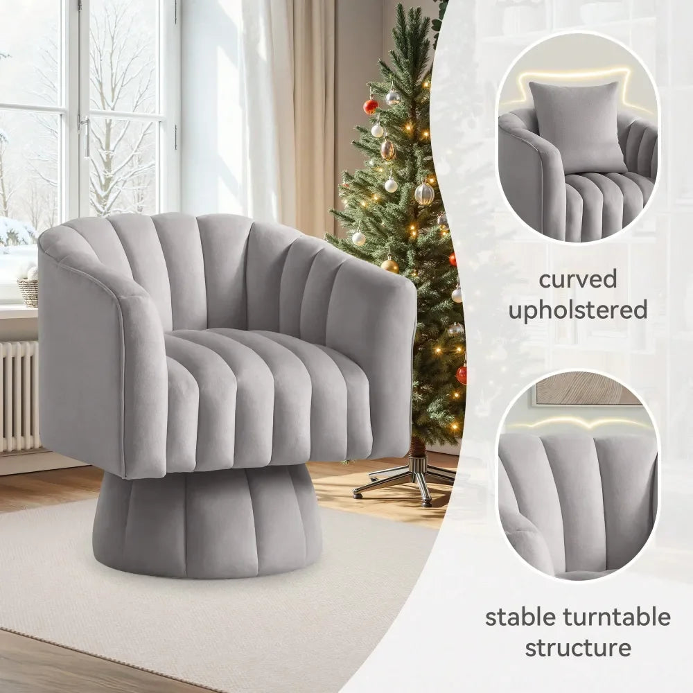 Swivel Accent Chair,360Swivel Barrel Chair, Modern Swivel Chair With Velvet Fabric, MidCentury Swivel Chair With Wide Upholstere