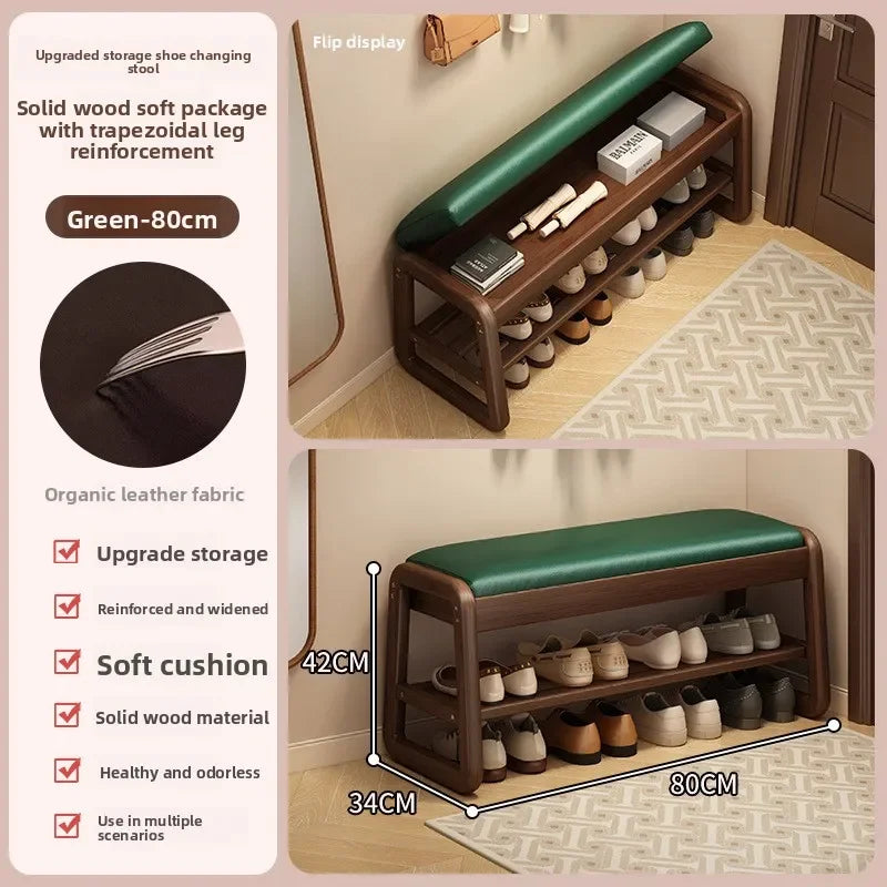 Solid wood shoe changing stool, home entry at the door, you can sit on the shoe stool and shoe cabinet when you enter the door