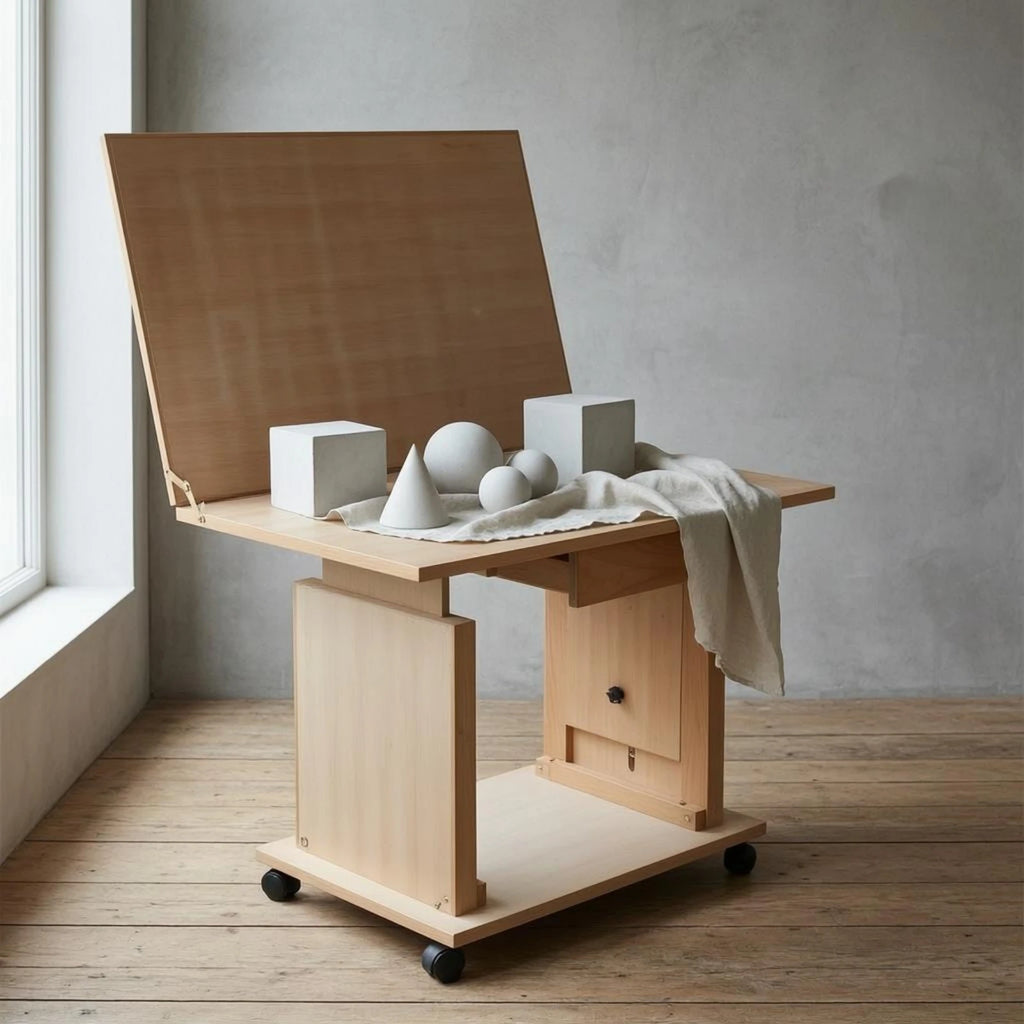 Adjustable Still Life Table Beech Wood Tilting Drawing Table Studio Furniture Easy Assembly Storage Drawers for Sketching