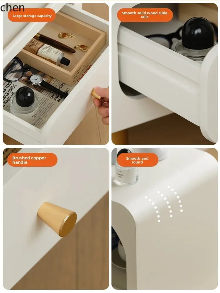 W5.19 Bedside Table Small Apartment Solid Wood Ultra Narrow Bedside Cabinet Minimalist Bedroom Storage Cabinet
