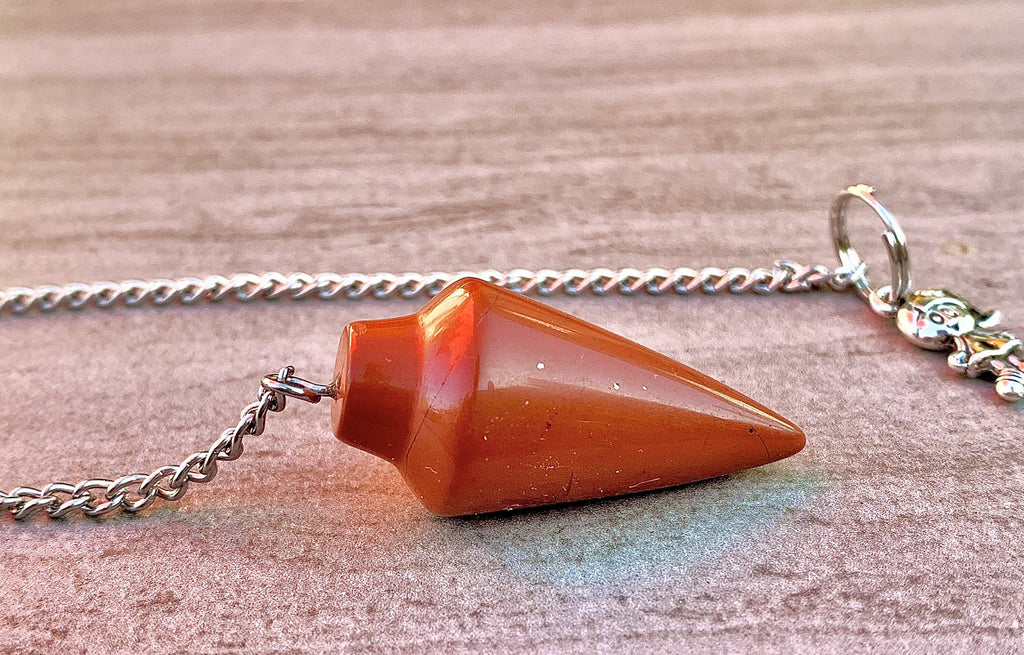 Natural Red Jasper Pendulum with Mystery Charm | Bag Charm